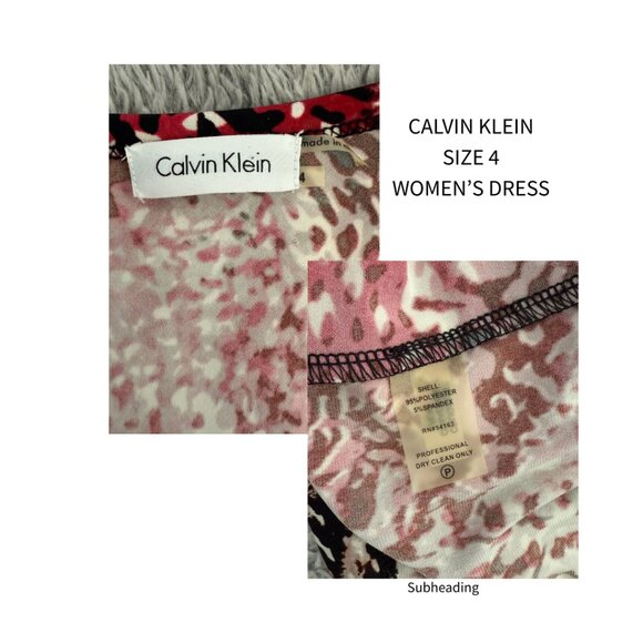 NWOT Calvin Klein Animal Print Faux Wrap 3/4 Sleeve Dress Size 4 - Picture 6 of 6